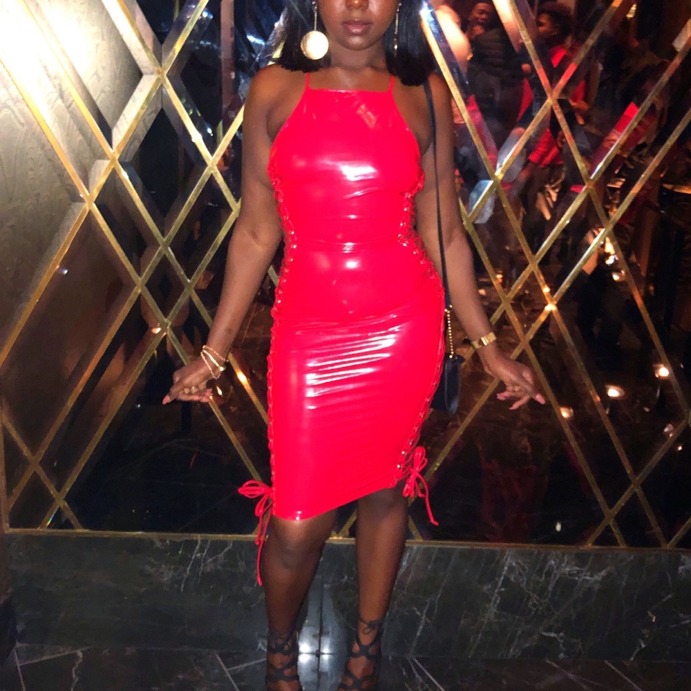 Red Latex Corset Dress